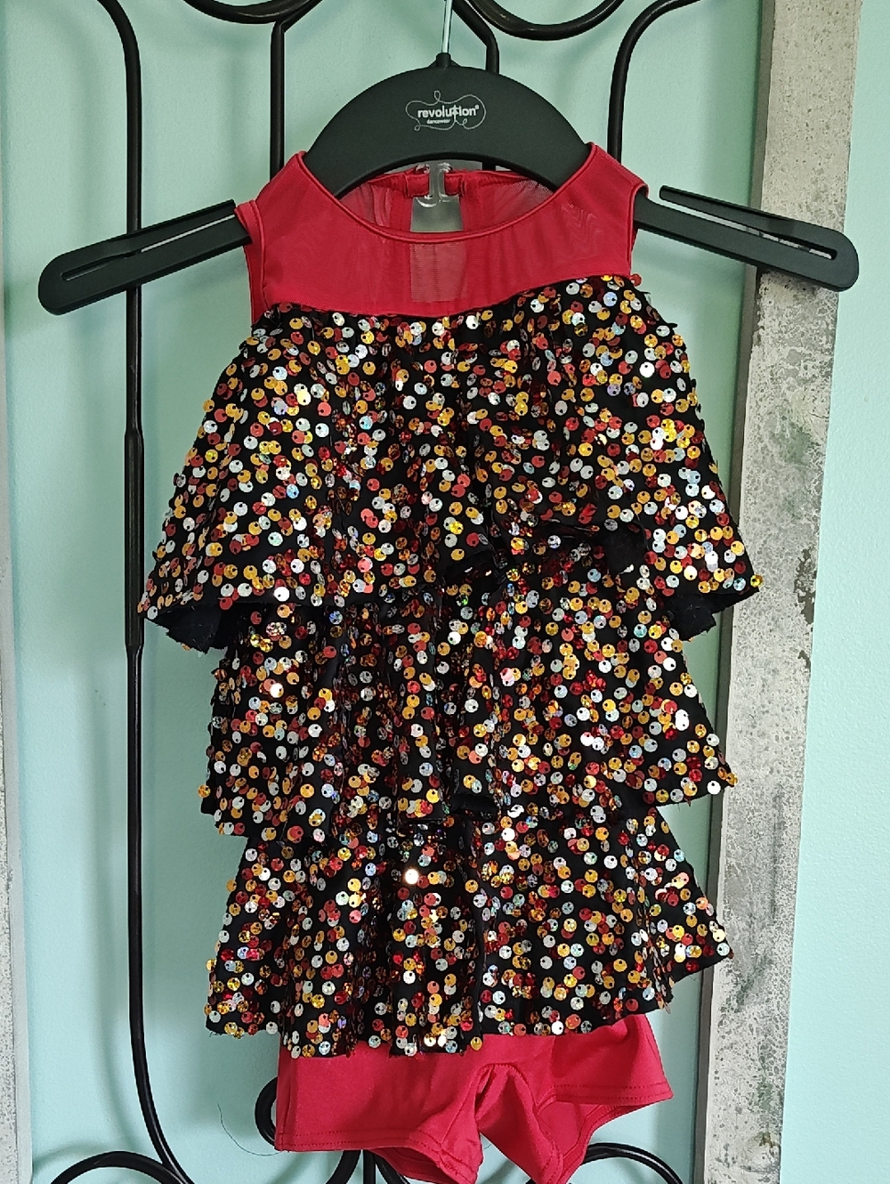 Weissman Red Sequin Performance Romper Small Child